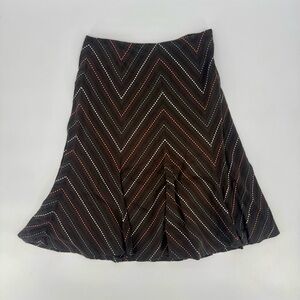 100% Cotton Chevron Stitch Stripe ALine Pleated Mid Skirt Twee Indie Cottagecore